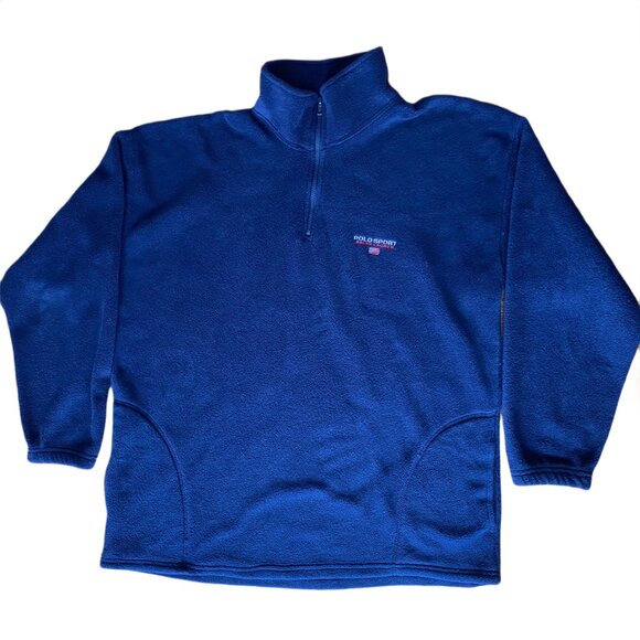 Vintage Polo Ralph Lauren ¼ Zip Fleece Men Sz XL Flag Logo Heritage USA Made - Picture 4 of 8
